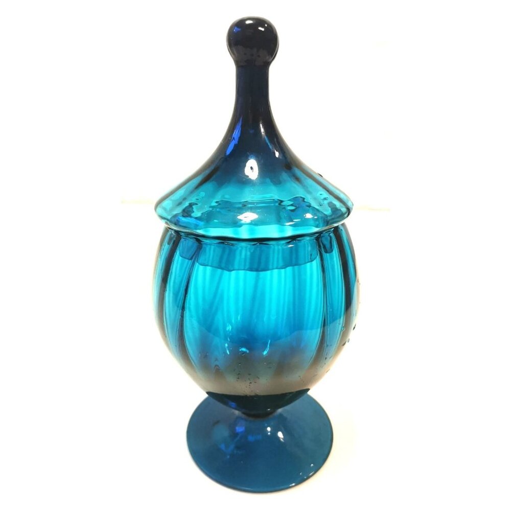 Blue Art Glass Piece Mid-Century Empoli Italian Turquoise Hand Blown, Hand Made